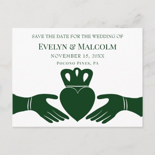 Carte Postale Faire-part Irish Claddagh Ring STD Enregistrer le Mariage de (Devant)