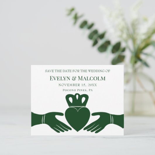 Carte Postale Faire-part Irish Claddagh Ring STD Enregistrer le Mariage de (Debout devant)