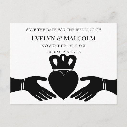 Carte Postale Faire-part Irish Claddagh Ring STD Enregistrer le Mariage de (Devant)