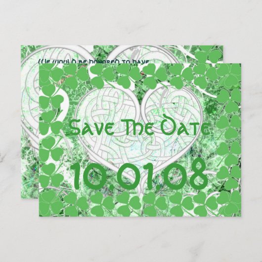 Carte Postale Faire-part Irish Save the Date - Distressed Grunge (Devant / Derrière)