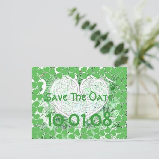 Carte Postale Faire-part Irish Save the Date - Distressed Grunge (Debout devant)