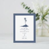 Carte Postale Faire-part Island Beach Wedding Enregistrer La Date - Bleu No (Debout devant)