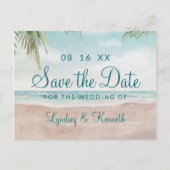 Carte Postale Faire-part Island Breeze Sandy Beach Scene Enregistrer la dat (Devant)