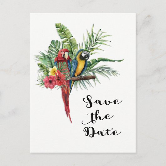 Carte Postale Faire-part Island Paradise Birds Tropical Enregistrer La Date (Devant)