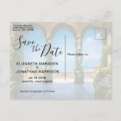 Carte Postale Faire-part Italie Élégant Save The Date Bleu Vert Or Photo (Dos)