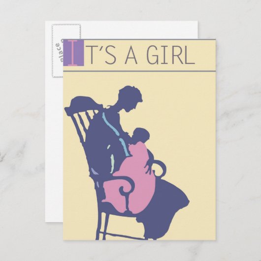 Carte Postale Faire-part <It's a Girl> par Steve Collier (Devant / Derrière)