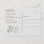 Carte Postale Faire-part Ivoire, vert, soie et perles bleues Enregistrer la (Dos)