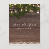 Carte Postale Faire-part Ivy & String Lights Mason Jar Rustic Enregistrer l (Devant)