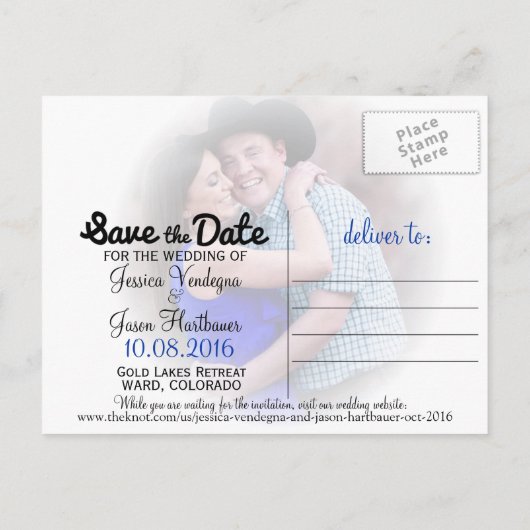 Carte Postale Faire-part J+J Enregistrer les dates (Dos)