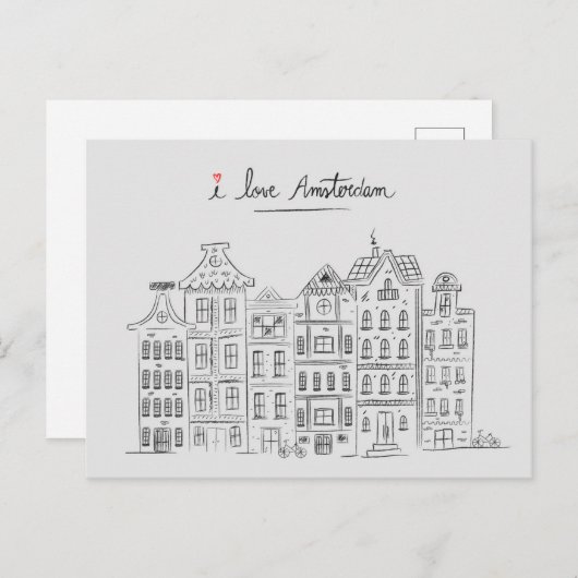 Carte Postale Faire-part J'adore Amsterdam Voyage Pays-Bas (Devant / Derrière)
