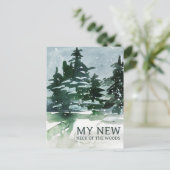 Carte Postale Faire-part J'ai déménagé Forêt de pins Aquarelle (Debout devant)