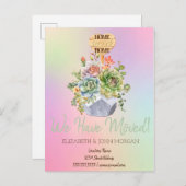 Carte Postale Faire-part J'ai déménagé, Nouvelle Adresse,Succulentes Hologr (Devant / Derrière)