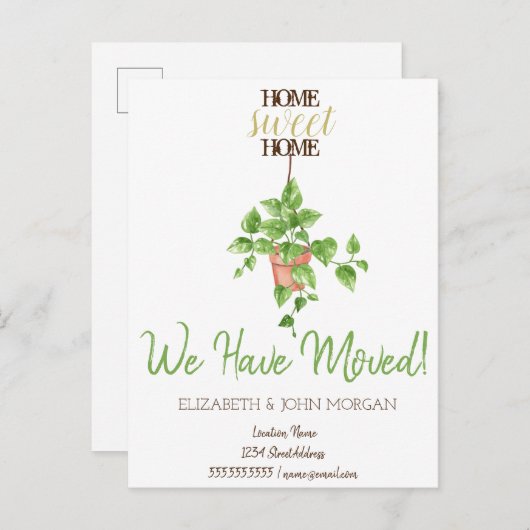 Carte Postale Faire-part J'ai déménagé,Nouvelle maison,Fleur,Doux chez moi (Devant / Derrière)