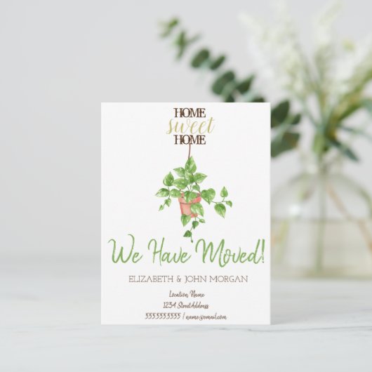 Carte Postale Faire-part J'ai déménagé,Nouvelle maison,Fleur,Doux chez moi (Debout devant)