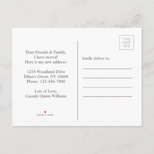 Carte Postale Faire-part J'ai déménagé Script Nouvelle maison Photo Changem (Dos)