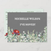 Carte Postale Faire-part J'ai déplacé classique Eucalyptus Green Elegant Mo (Devant / Derrière)