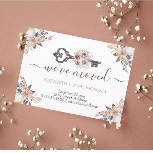 Carte Postale Faire-part J'ai déplacé l'annonce de nouvelle adresse de clé