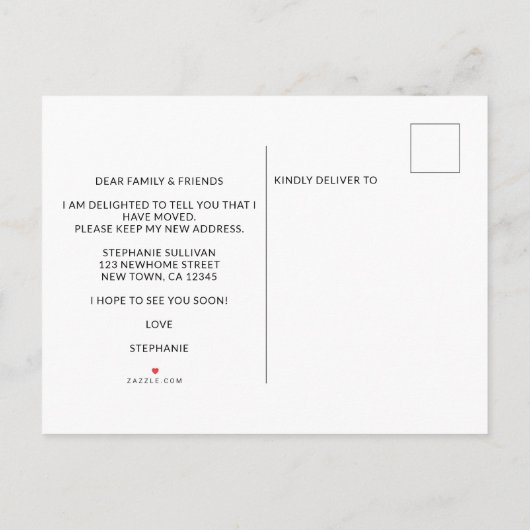 Carte Postale Faire-part J'ai déplacé le Fleur sauvage d'aquarelle Moving (Dos)