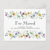 Carte Postale Faire-part J'ai déplacé le Fleur sauvage d'aquarelle Moving (Devant)