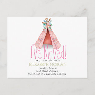Carte Postale Faire-part J'ai déplacé le tipi tribal Nouvelle adresse