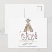 Carte Postale Faire-part J'ai déplacé Tent Teepee Nouvelle adresse (Devant / Derrière)