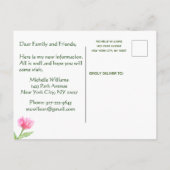 Carte Postale Faire-part J'ai déplacé un budget élégant Fleurs de rose rose (Dos)