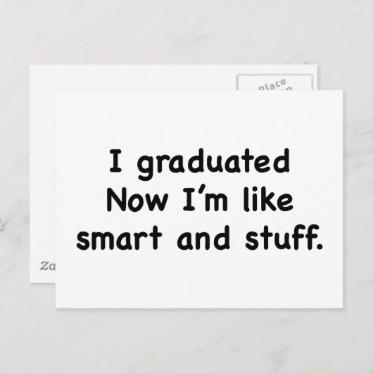 Carte Postale Faire-part J'Ai Été Diplômé. Maintenant, je suis comme intell (Devant / Derrière)