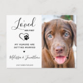 Carte Postale Faire-part J'aime son premier Mariage de chien moderne Fiança (Devant)
