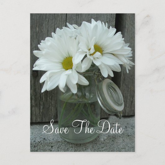 Carte Postale Faire-part Jar of Daisies Mariage Enregistrer la date (Devant)