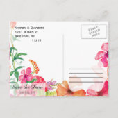 Carte Postale Faire-part Jardin à l'aquarelle rose orange Enregistrer les d (Dos)