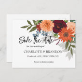 Carte Postale Faire-part Jardin d'automne de Bourgogne Fleurs Mariage Enreg (Devant / Derrière)