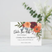 Carte Postale Faire-part Jardin d'automne de Bourgogne Fleurs Mariage Enreg (Debout devant)