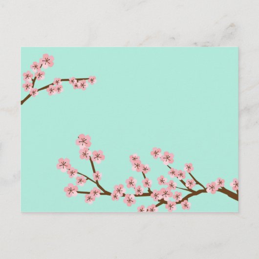 Carte Postale Faire-part Jardin de fleurs de cerisier rose mariage vert (Dos)