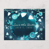 Carte Postale Faire-part Jardin de Nuit de Mariage Fleurs Lumineuses Enregi (Devant)