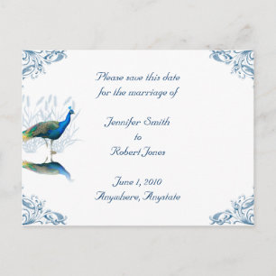 Carte Postale Faire-part Jardin de paon Enregistrer la date