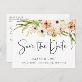 Carte Postale Faire-part Jardin d'été élégant Fleurs Enregistrer la Date (Devant / Derrière)