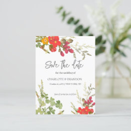 Carte Postale Faire-part Jardin Floral d'été Mariage Fleur sauvage