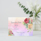 Carte Postale Faire-part Jardin rose Jaune Fleurs Roses Enregistrer la date (Debout devant)