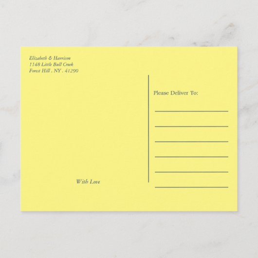 Carte Postale Faire-part Jaune & blanc, Jaune & Blanc, Jaune Enregistrer la (Dos)