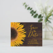 Carte Postale Faire-part Jaune Brun Bois Rustique Tournesol Enregistrer La (Debout devant)