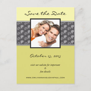 Carte Postale Faire-part Jaune Citron Chartreuse Paisley Photo Enregistrer 