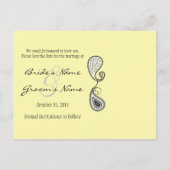 Carte Postale Faire-part Jaune Citron Chartreuse Paisley Photo Enregistrer (Dos)