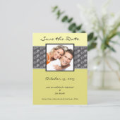 Carte Postale Faire-part Jaune Citron Chartreuse Paisley Photo Enregistrer (Debout devant)