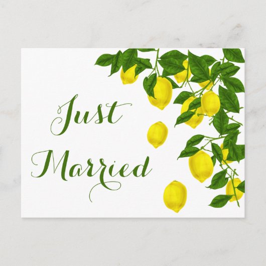 Carte Postale Faire-part Jaune Juste Marié Citron Vert Mariage Agrumes (Devant)