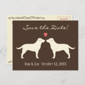 Carte Postale Faire-part Jaune Labrador récupère mariage Enregistrer la dat (Devant / Derrière)