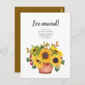 Carte Postale Faire-part jaune tournesol Berries rouges (Devant / Derrière)