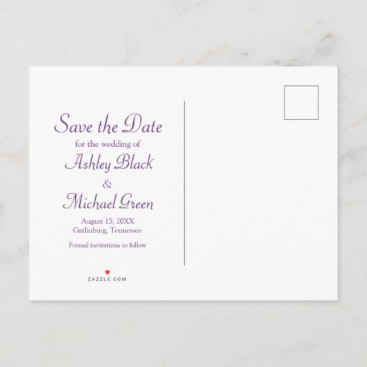 Carte Postale Faire-part Jaune Violet Damassé Tournesol Enregistrer la Date (Dos)