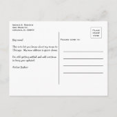 Carte Postale Faire-part Je déménage à Chicago Vos mots et photo (Dos)