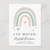 Carte Postale Faire-part Je Déménage Boho Rainbow Sauge en Mouvement (Devant)