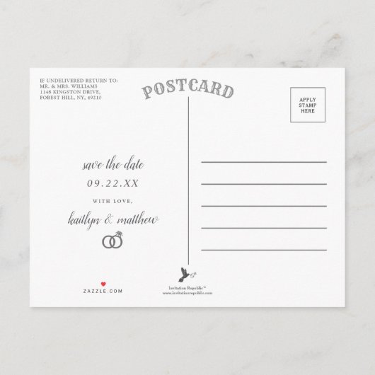 Carte Postale Faire-part Je fais & Boissons Gratuites Mariage Moderne Éparg (Dos)